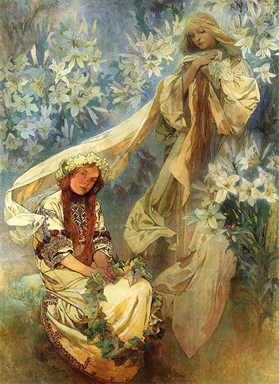 Madonna of the Lilies Alphonse Mucha